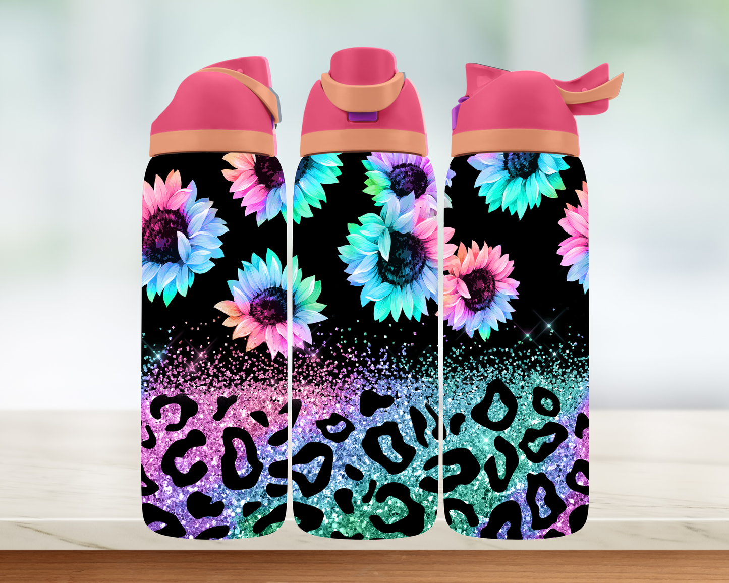Bouteille style Owala - Fleurs flyés