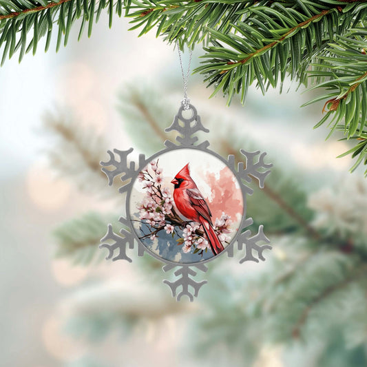 ❄️ Boule de Noël flocon – Cardinal