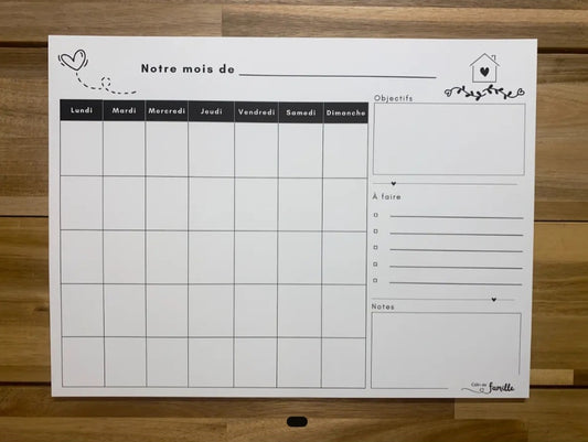 Calendrier mensuel aimanté