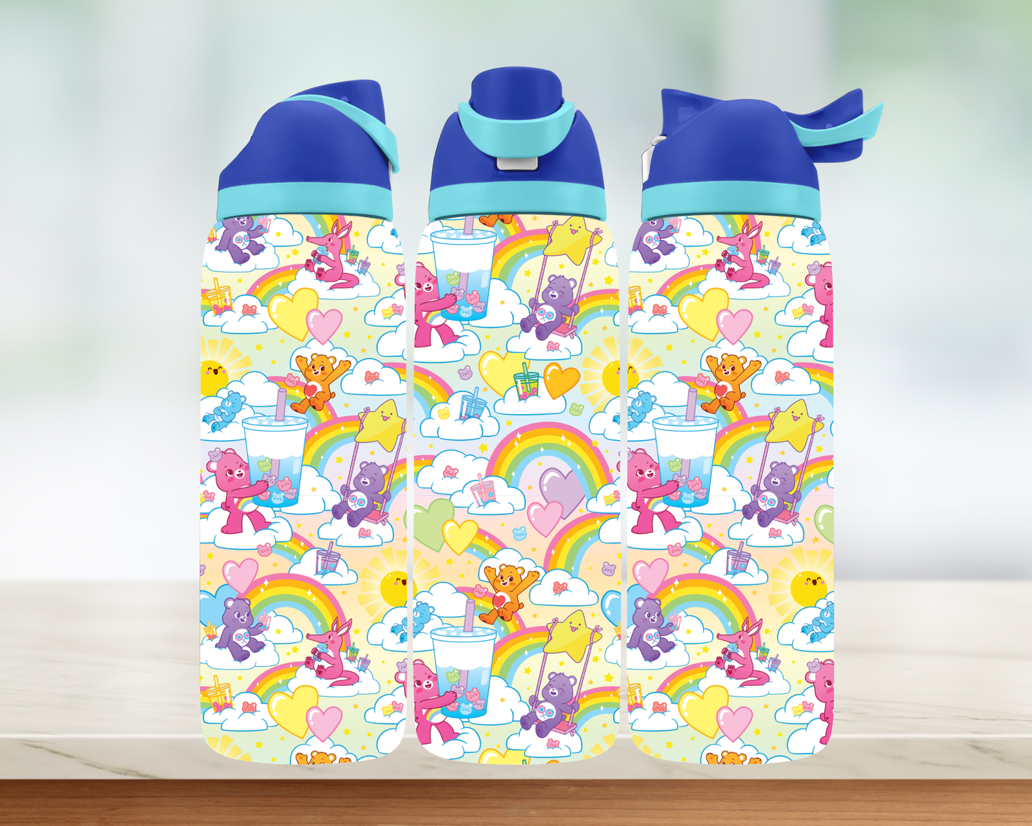 Bouteille style Owala - Ourson arc-en-ciel