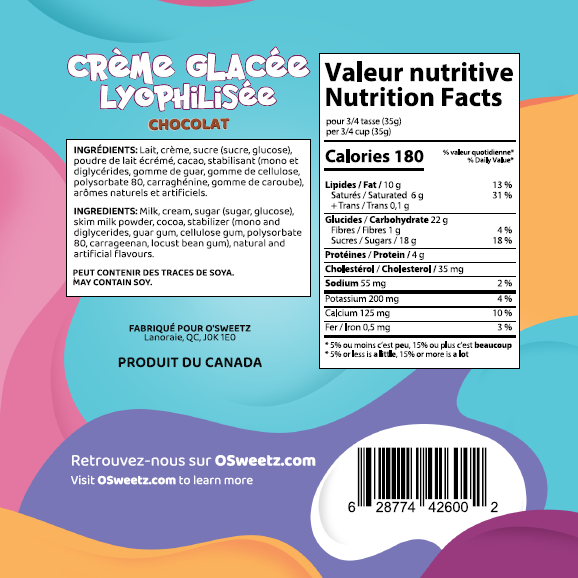 Crème glacée lyophilisée au chocolat