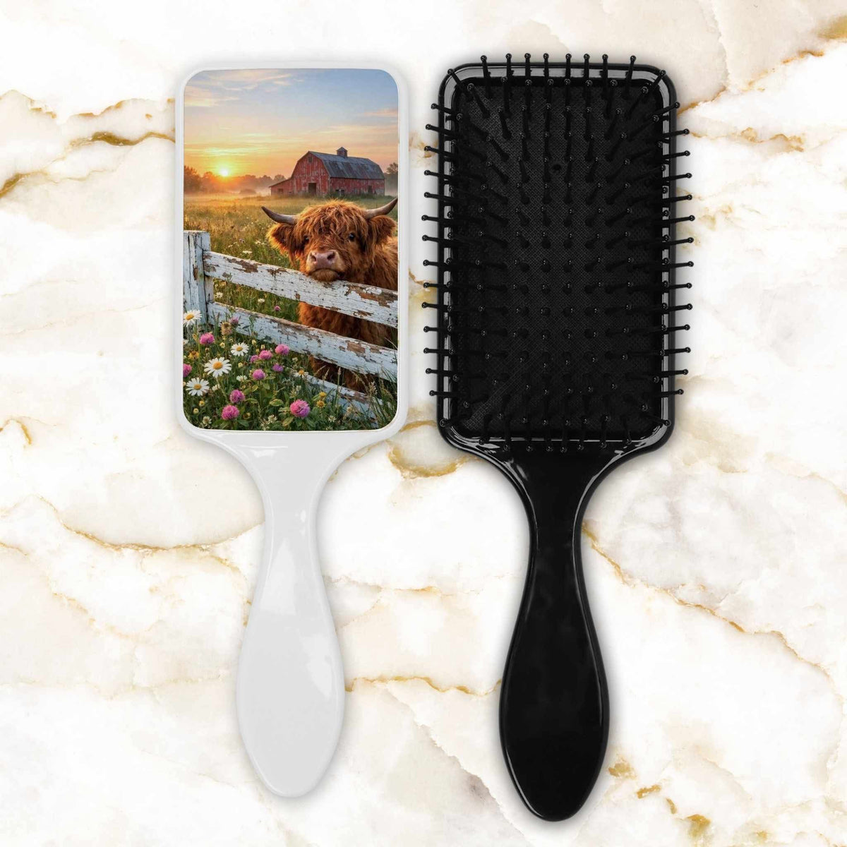 Brosse à cheveux - Vache dams son champs