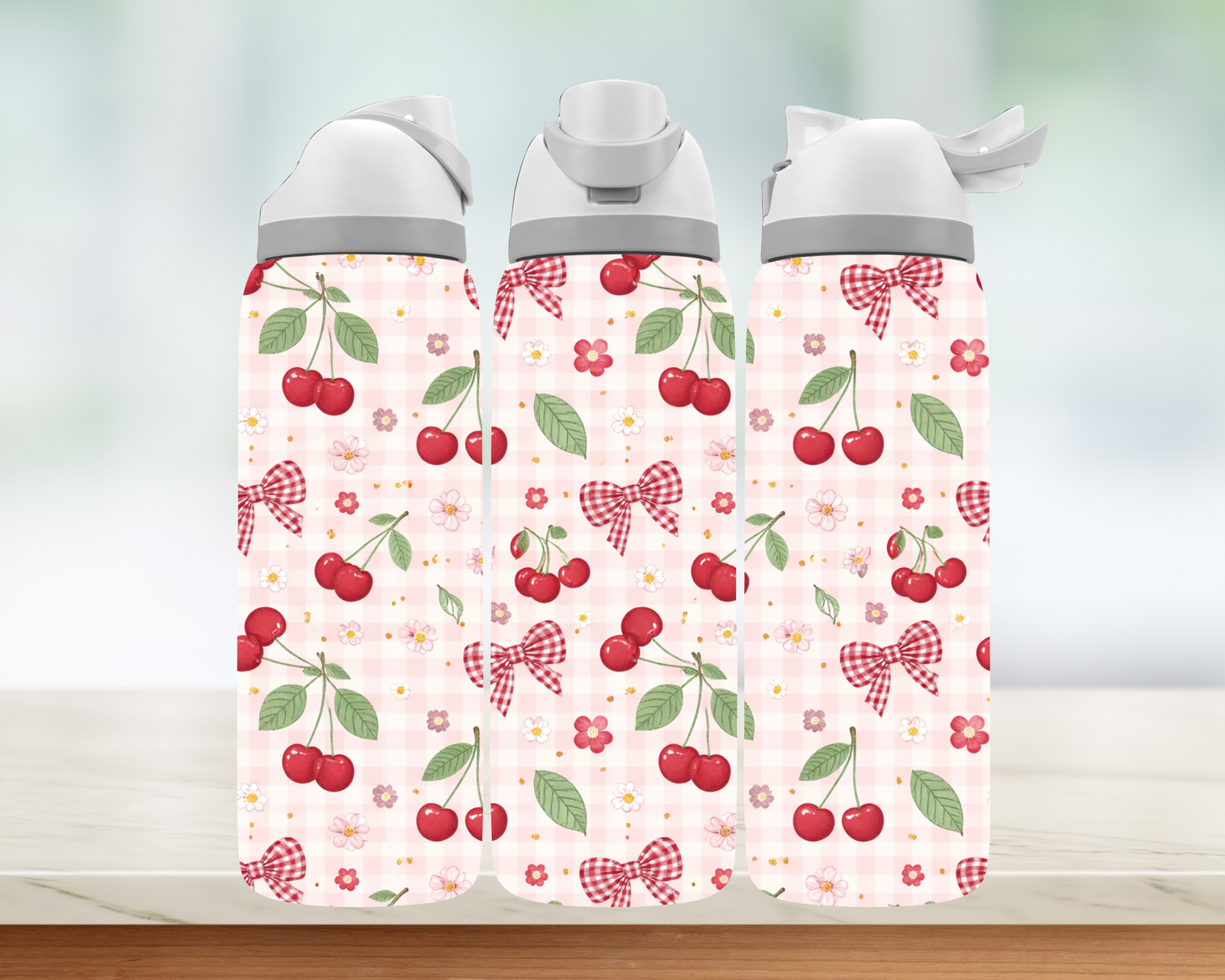 Bouteille style Owala - cerises & boucles