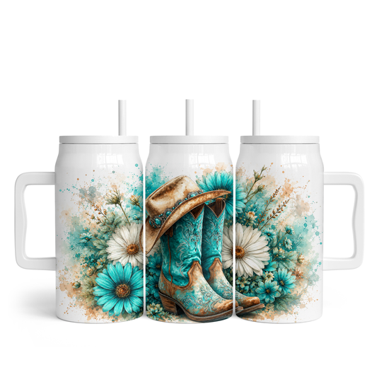 Tasse isotherme 50 oz - Bottes turquoises