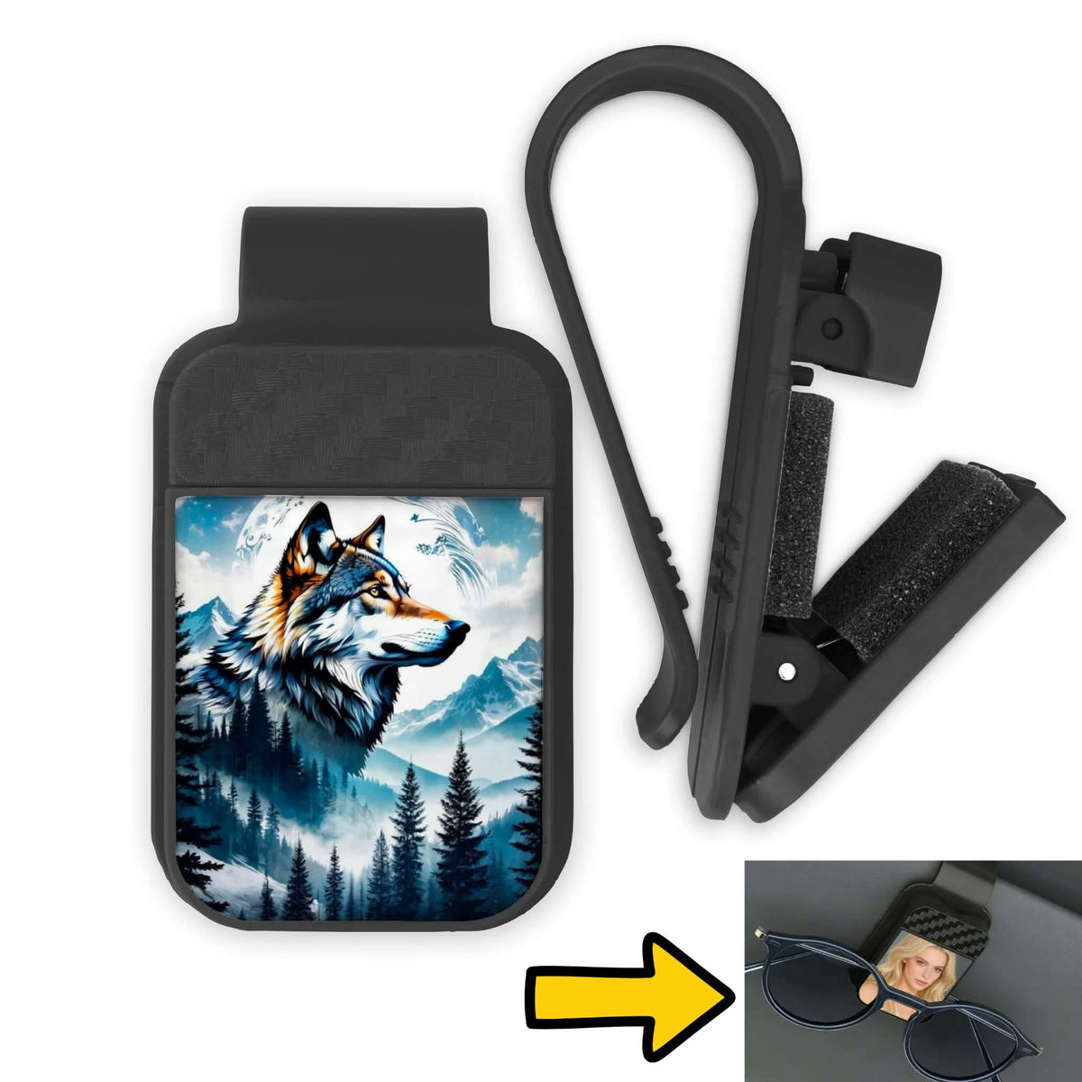 Porte-lunette pour voiture - Loup et paysage