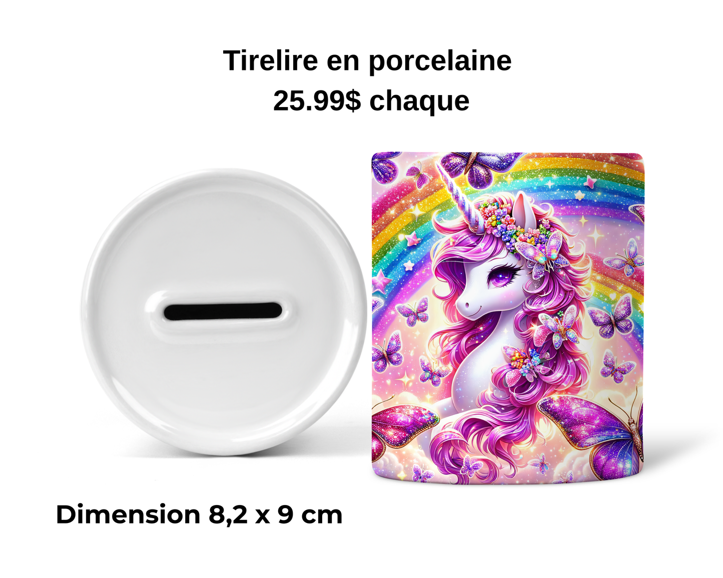 Tirelire - Licorne coloré