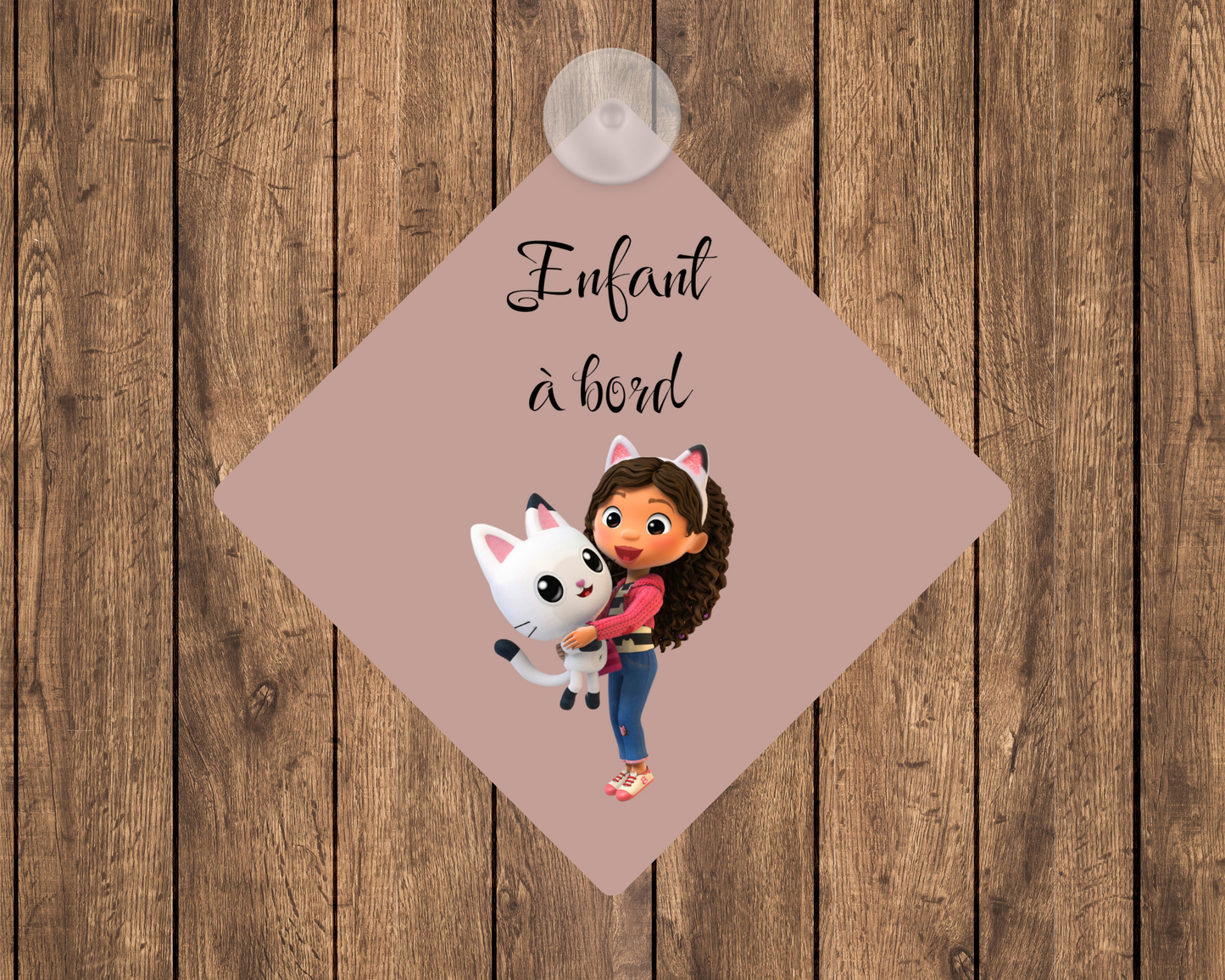 Affiche bébé à bord - Fille et son chat