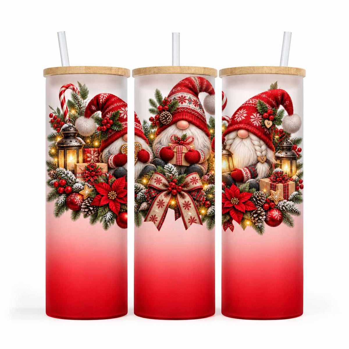 Verre givré 25 oz - Gnomes festifs