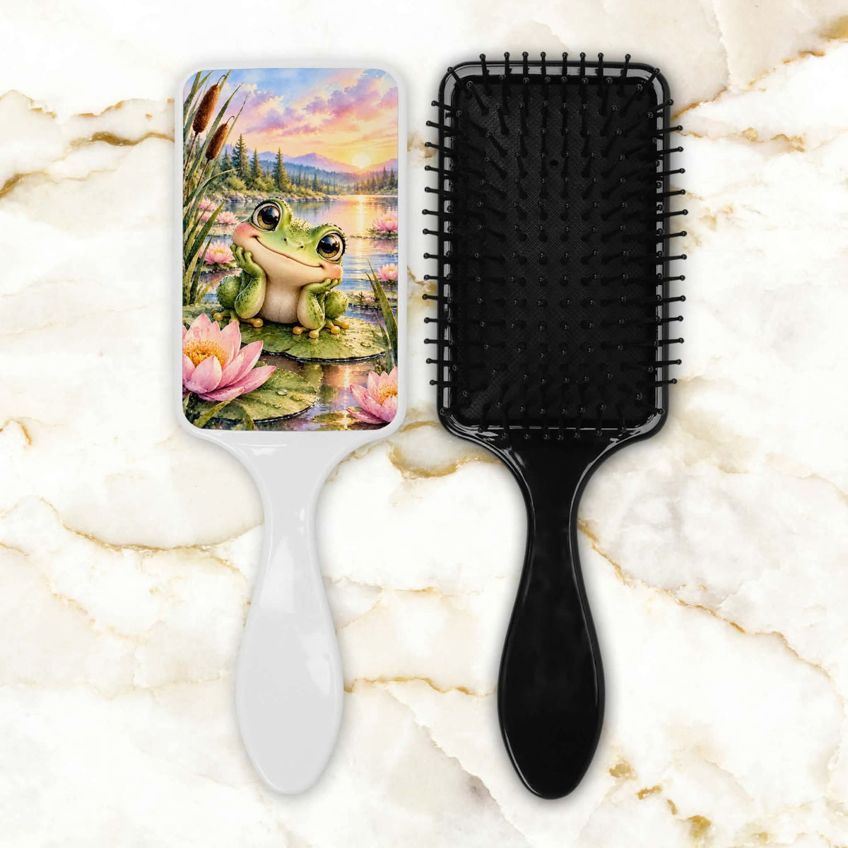 Brosse à cheveux - Grenouille et paysage