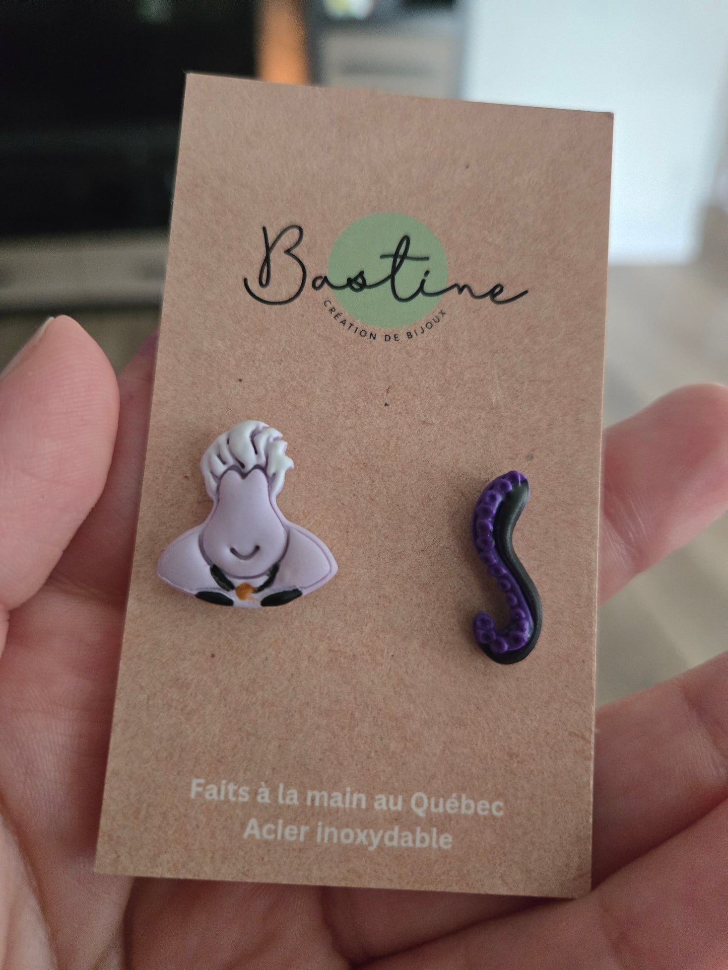 Vilaine - Boucles d'oreilles studs en argile polymère acier inoxydable hypoallergène