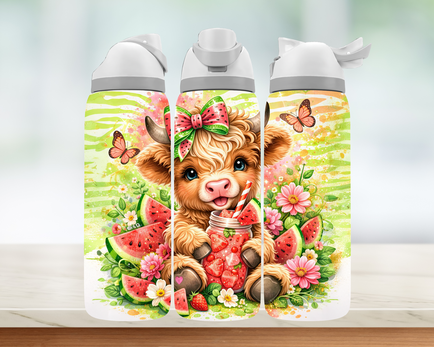 Bouteille style Owala - Vache melon