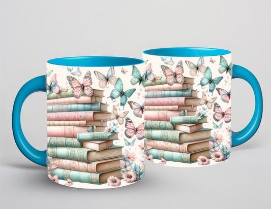 Tasse bleu - Lecture fleurs