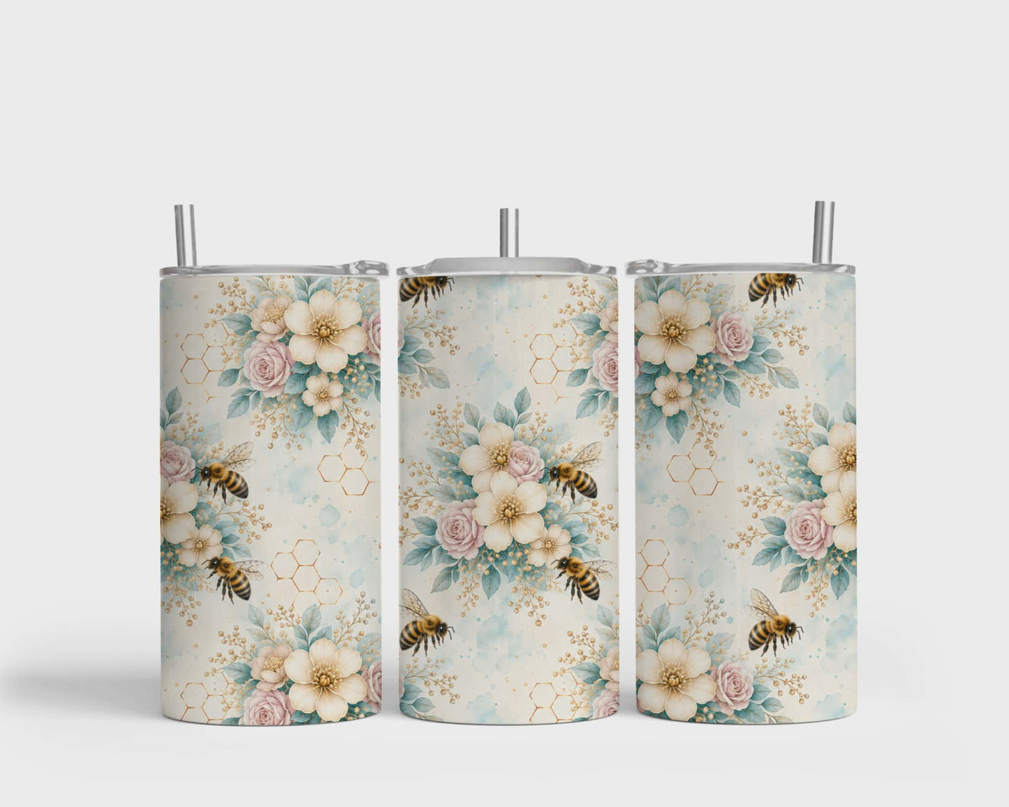 Tumbler isotherme 12 oz - Abeille et fleurs