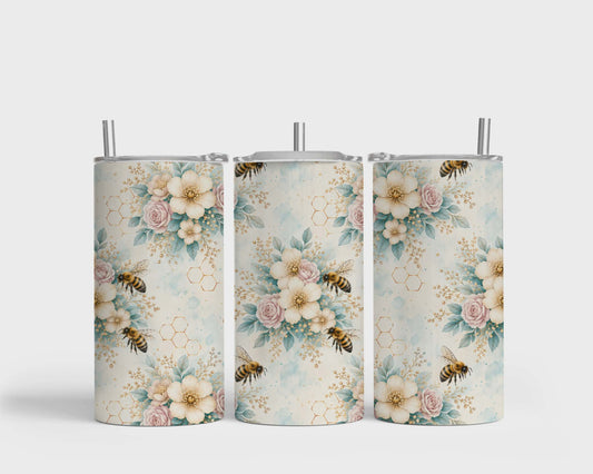 Tumbler isotherme 12 oz - Abeille et fleurs