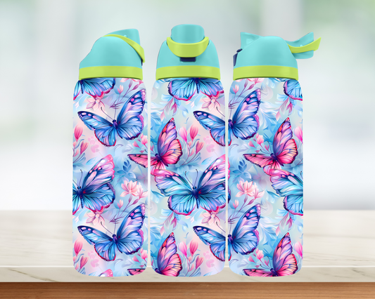 Bouteille style Owala - Papillons rose & bleu