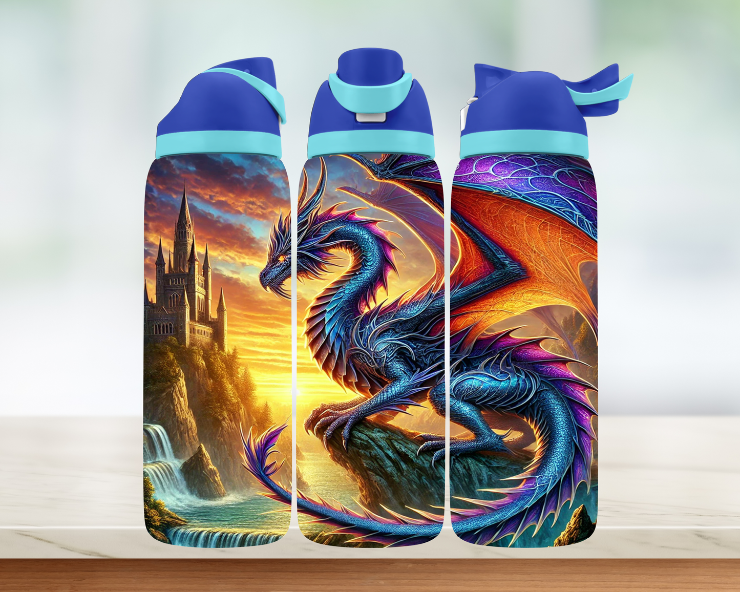 Bouteille style Owala - Dragon et chateau