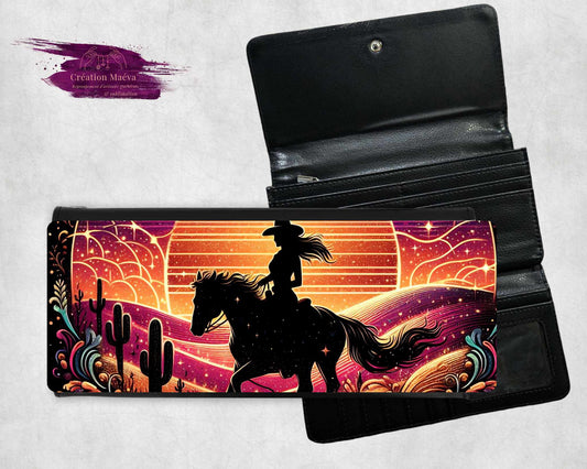 Porte-feuille -fille cheval coloré