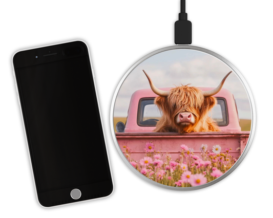 Chargeur sans fil - Vache Camion Rose