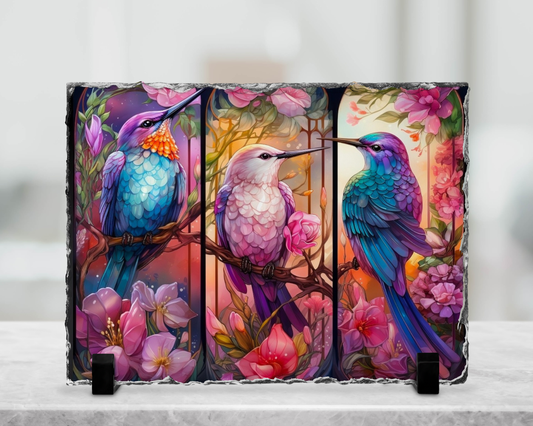 Plaque en ardoise sublimé - Oiseaux