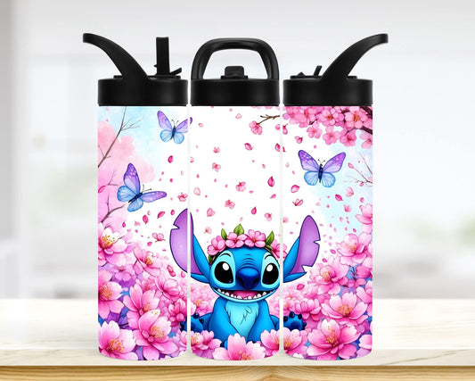 Tumbler - Bleu avec fleurs