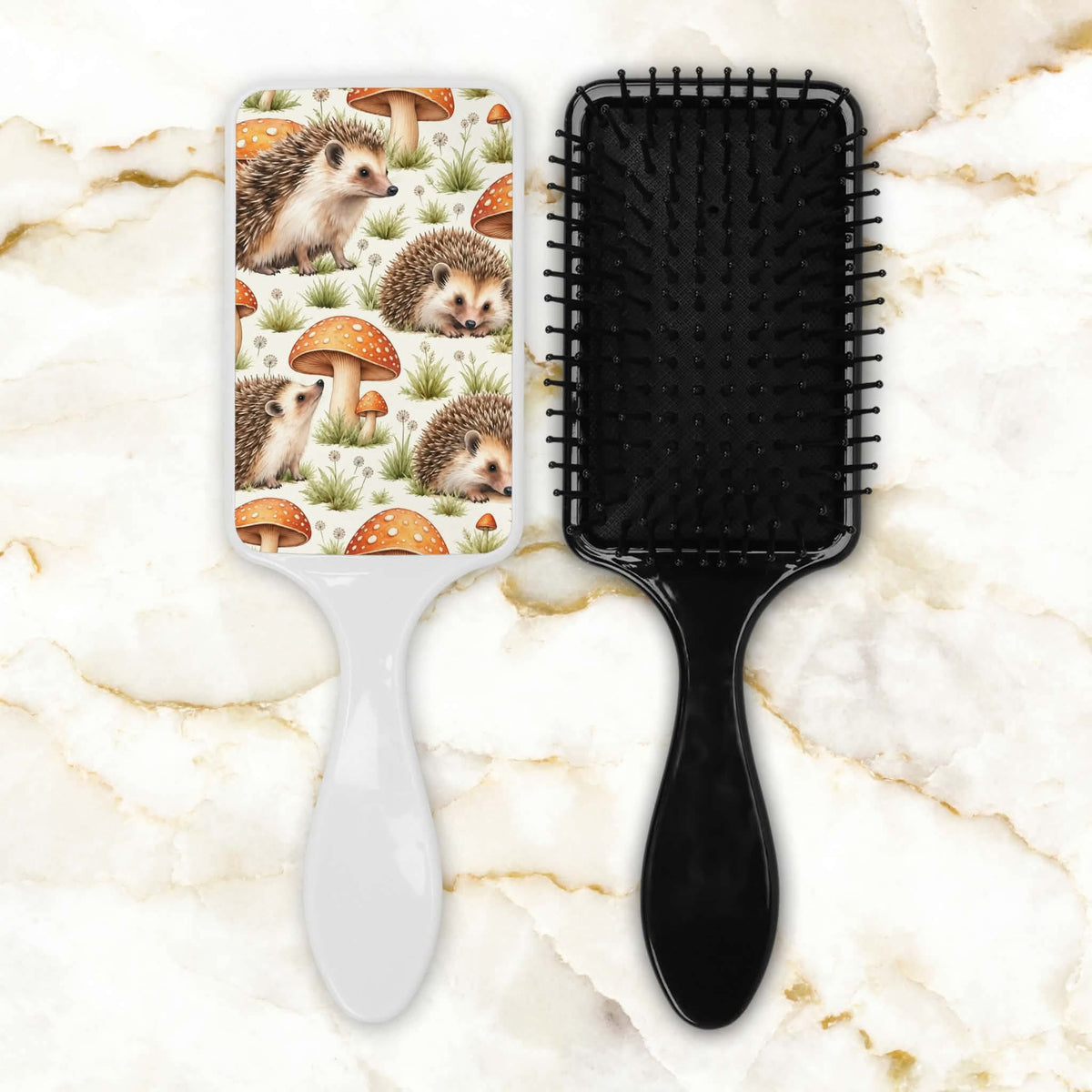 Brosse à cheveux - Hérisson et champignons