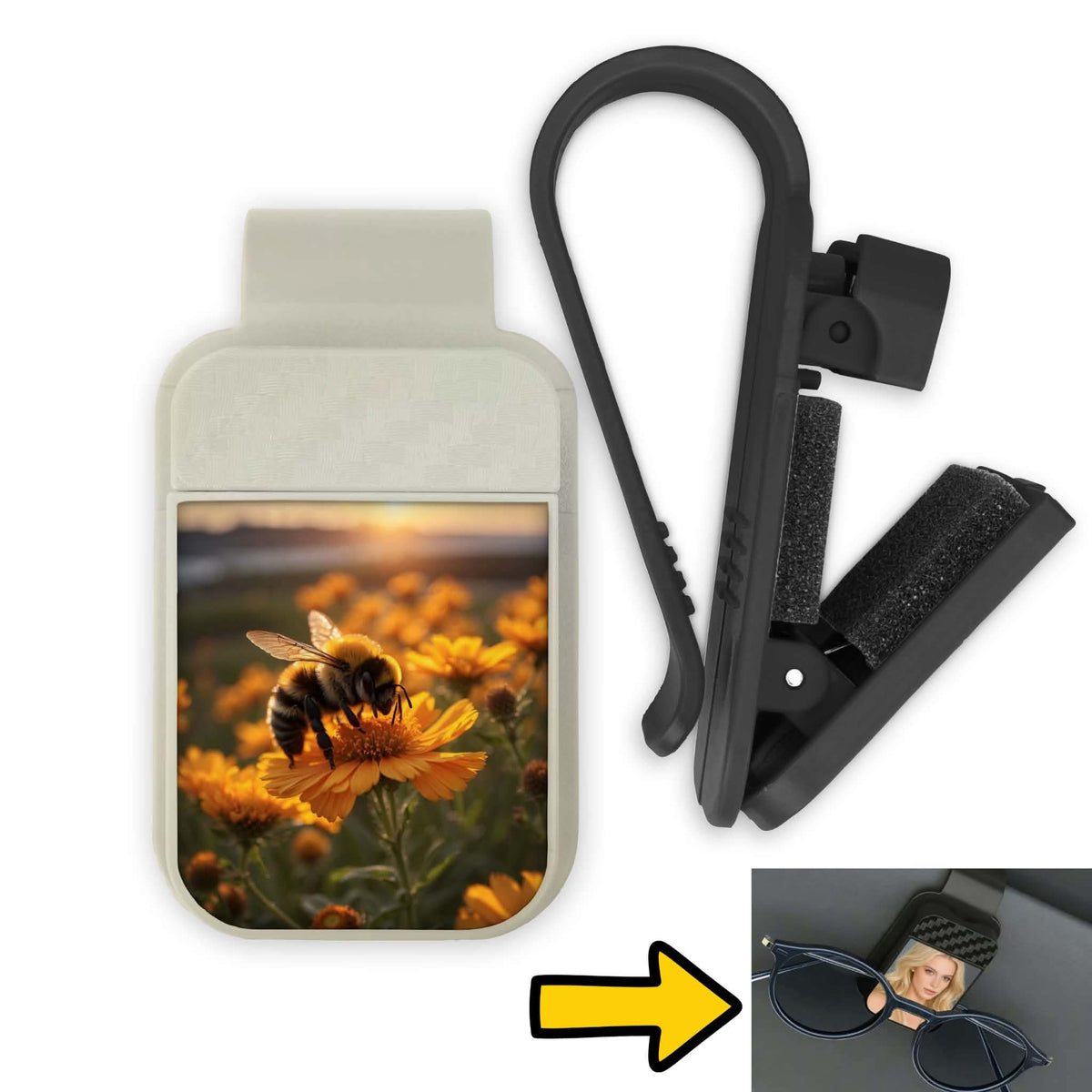 Porte-lunette pour voiture - Abeille dans une fleur