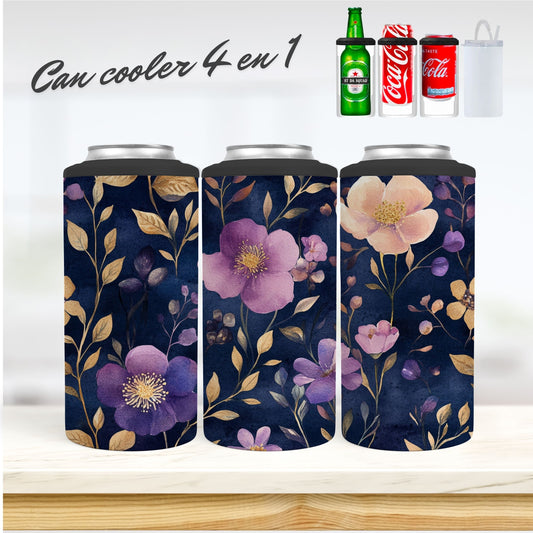 CAN COOLER 4 en 1 - Fleurs mauves
