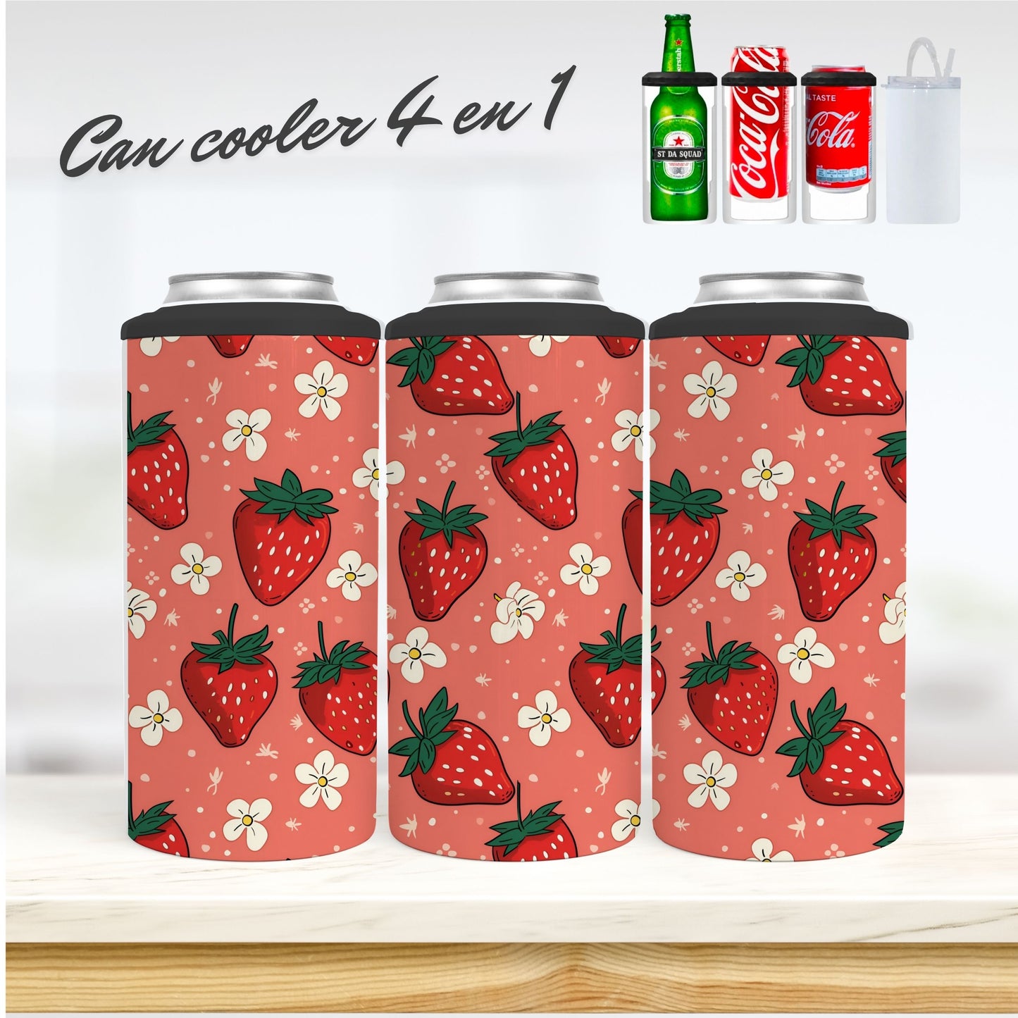 CAN COOLER 4 en 1 - Fraises