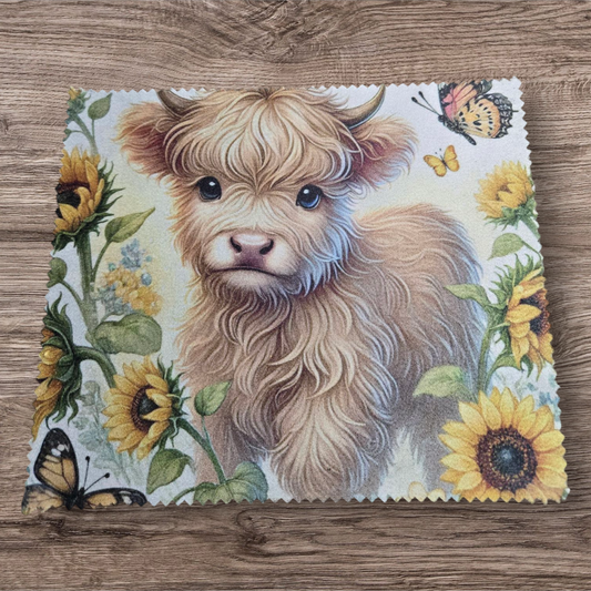 Linge à lunette - vache & tournesol