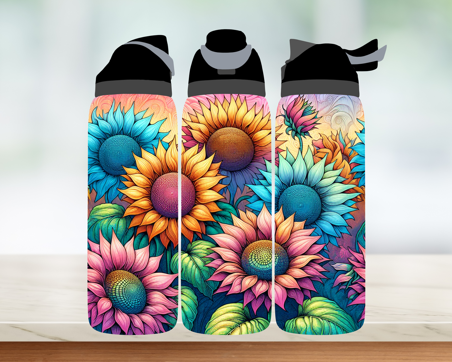 Bouteille style Owala - Fleurs colorés
