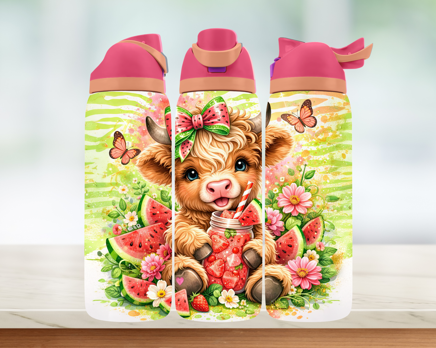 Bouteille style Owala - Vache melon