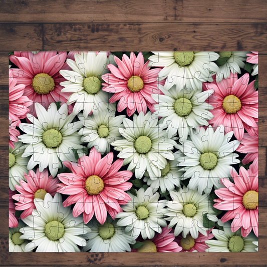 🧩 Casse-tête sublimé - Fleurs blanches et roses