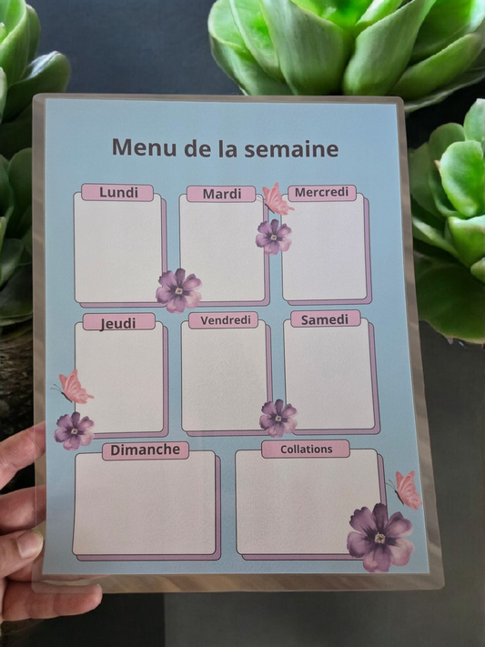 Menu de la semaine - Fleur - aimanté