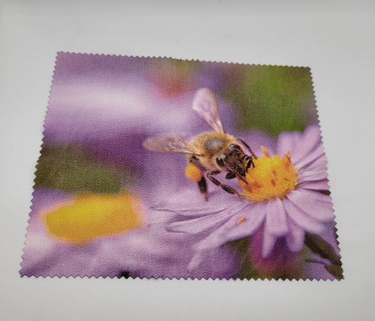 Linge à lunette - Abeille et fleurs mauves
