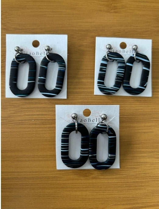Boucles d'oreilles - Ovale noir