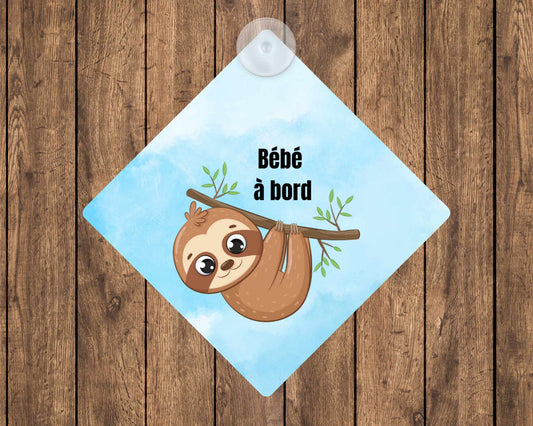 Affiche bébé à bord  - Paresseux