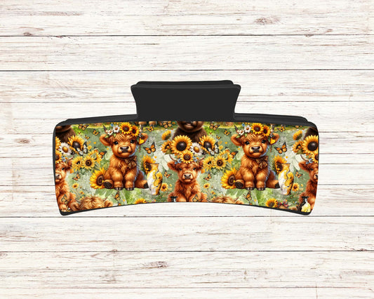 Pince à cheveux - Vache et tournesol ( Design de Audz)