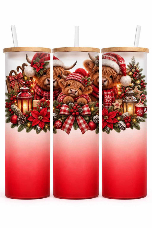 Verre givré 25 oz - Vache Noël