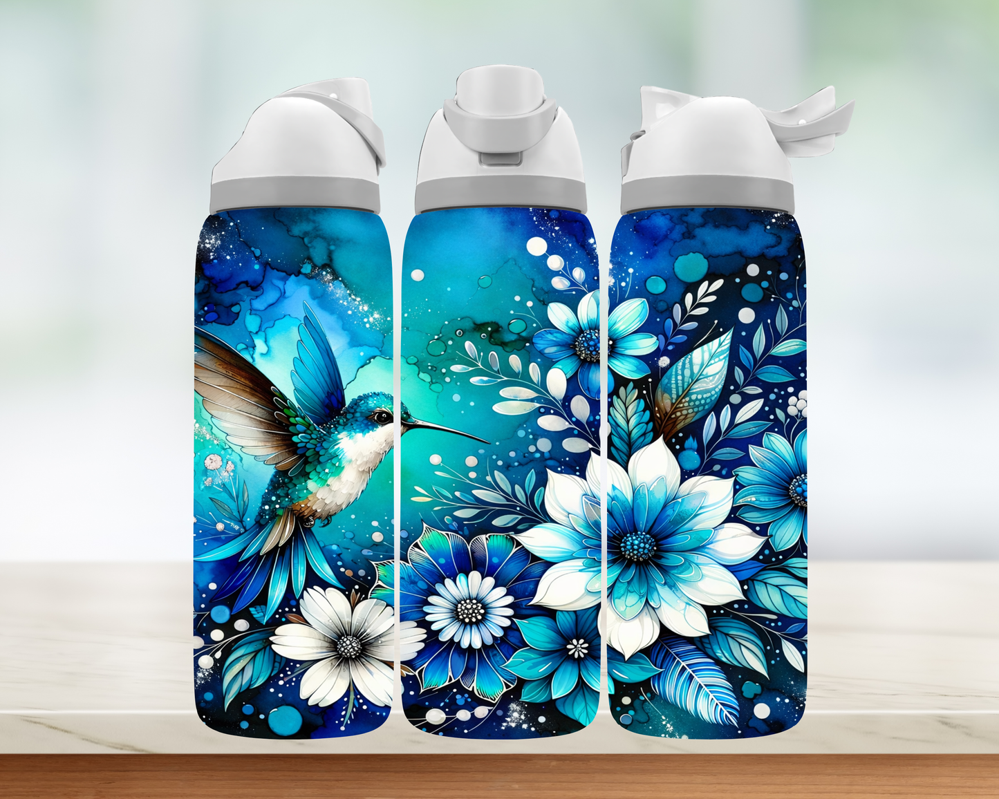 Bouteille style Owala - Colibri bleu