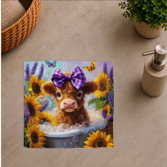 Débarbouillette ultra douce - Vache Boucle Mauve