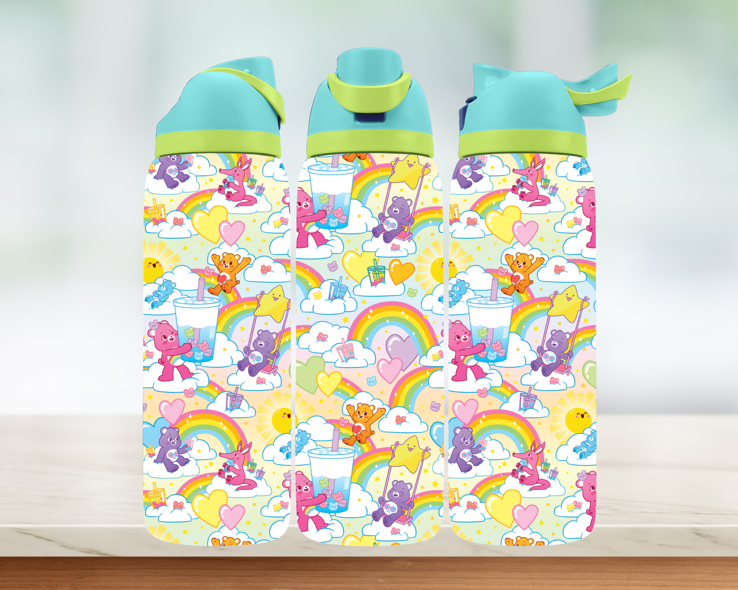 Bouteille style Owala - Ourson arc-en-ciel