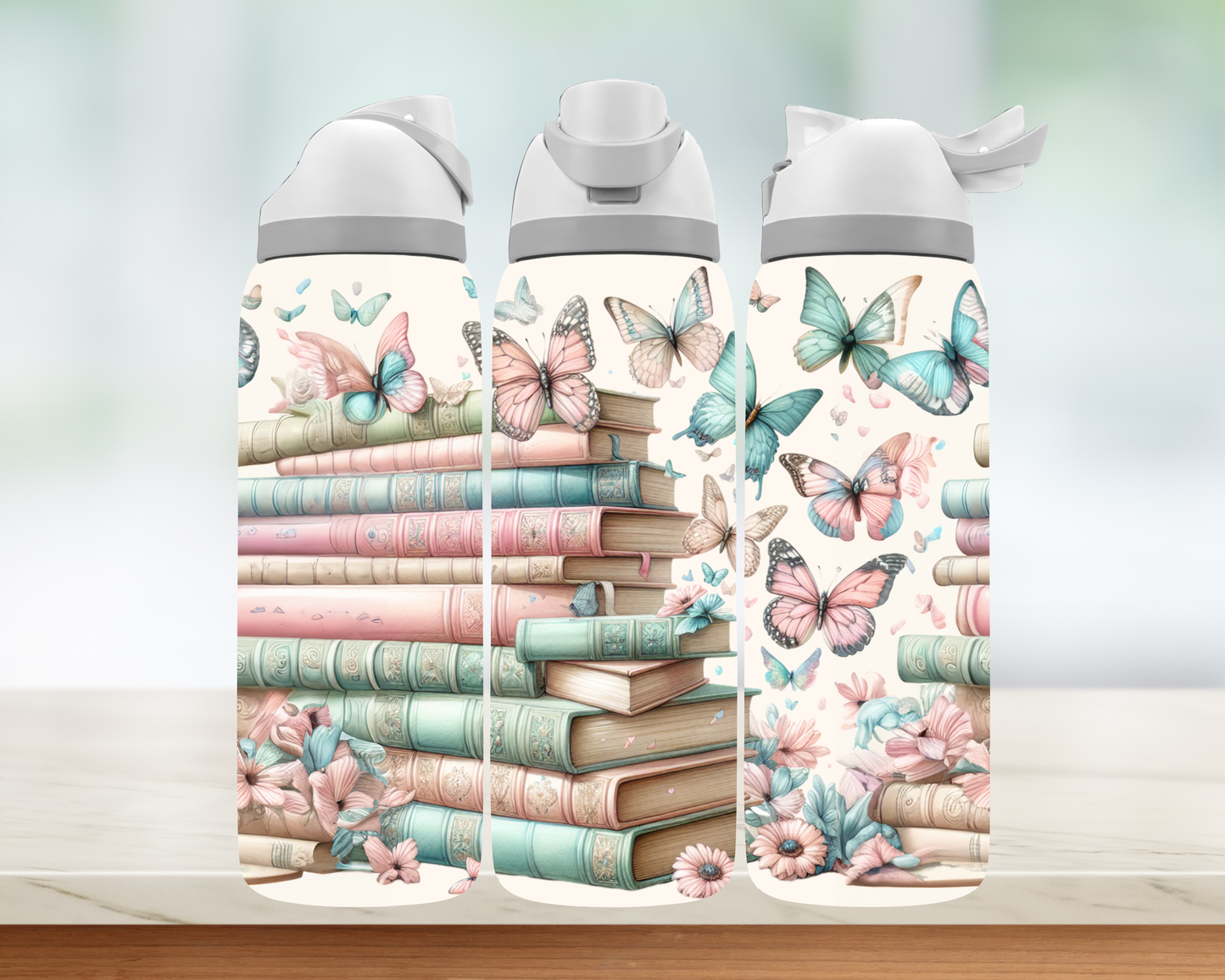 Bouteille style Owala - Livres et papillons