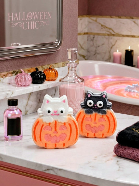 Bombe de bain - Chat citrouille