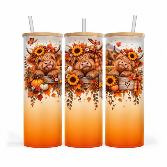Verre givré 25 oz - Vache Automne