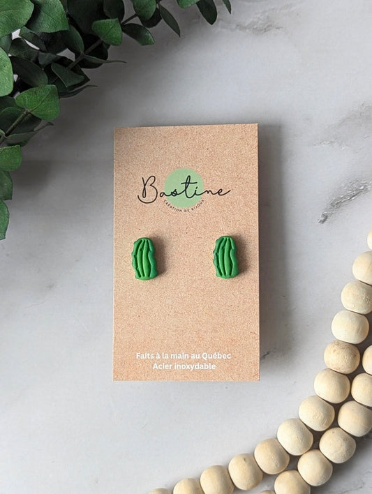 Cornichons - Boucles d'oreilles studs en argile polymère acier inoxydable hypoallergène