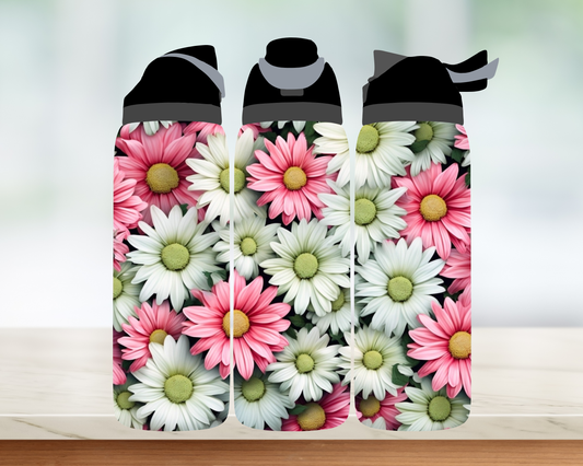 Bouteille style Owala - Fleurs blancs et roses