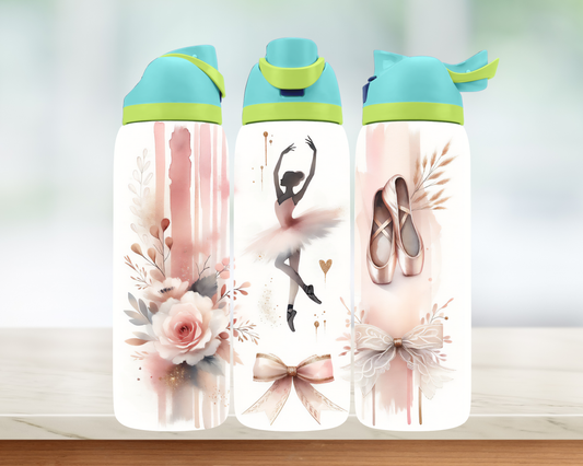 Bouteille style Owala - Danse et fleurs roses