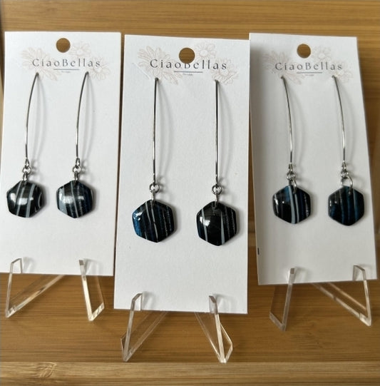 Longues boucles d'oreilles - Noir