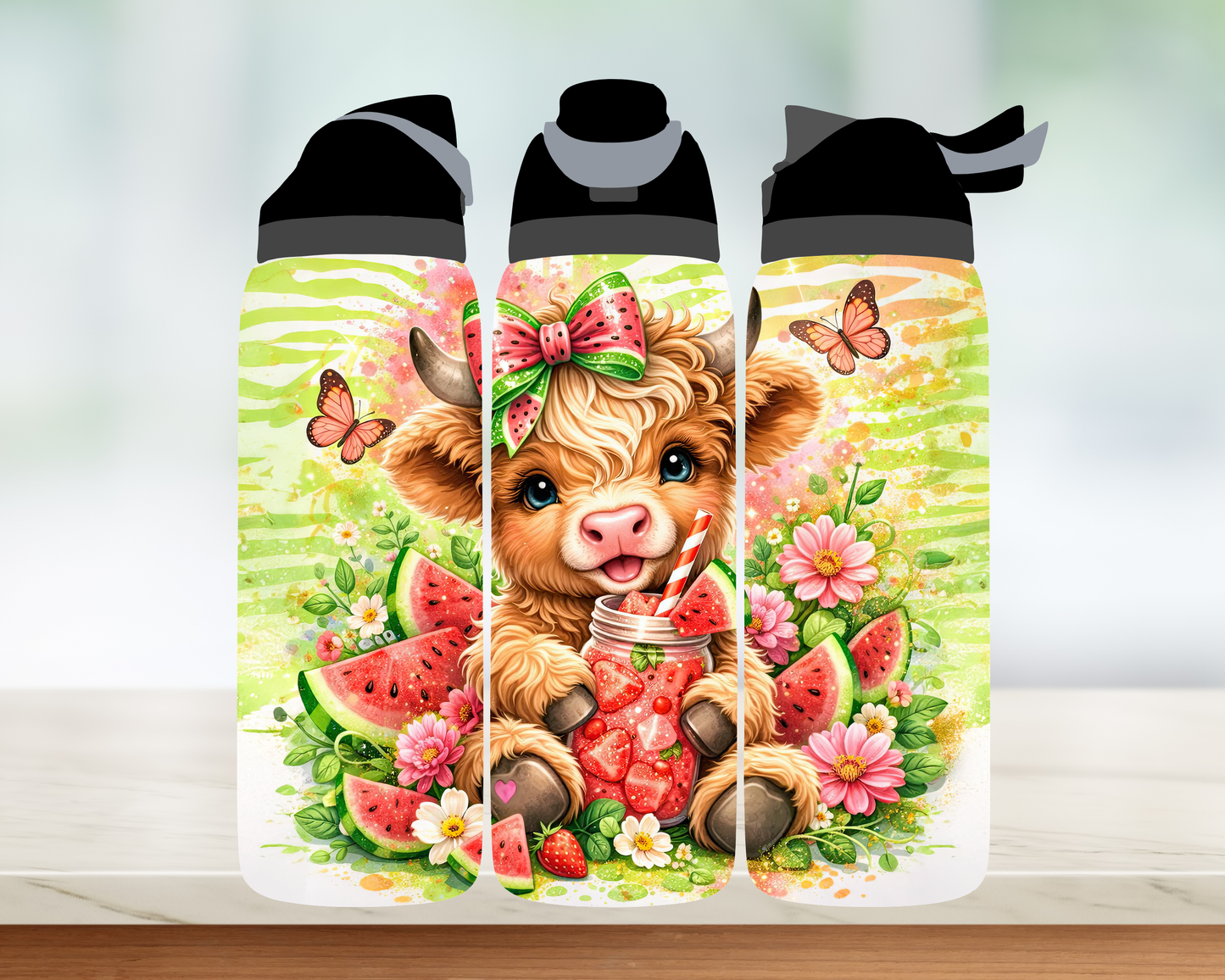 Bouteille style Owala - Vache melon