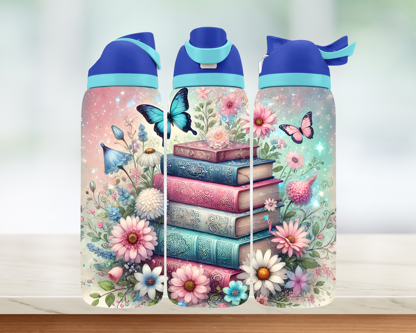 Bouteille style Owala - Lectures et fleurs